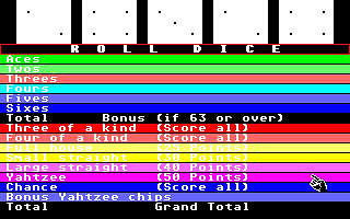 Yahtzee atari screenshot